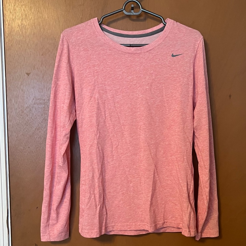 Pink Nike Dri-Fit long sleeve workout top. Size M